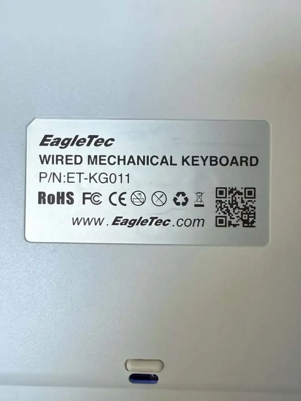 EagleTec KG011 Wired Mechanical Keyboard with Blue LED Backlight and Silver Alum